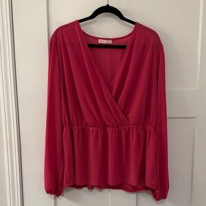 Elegant pink V-Neck Blouse